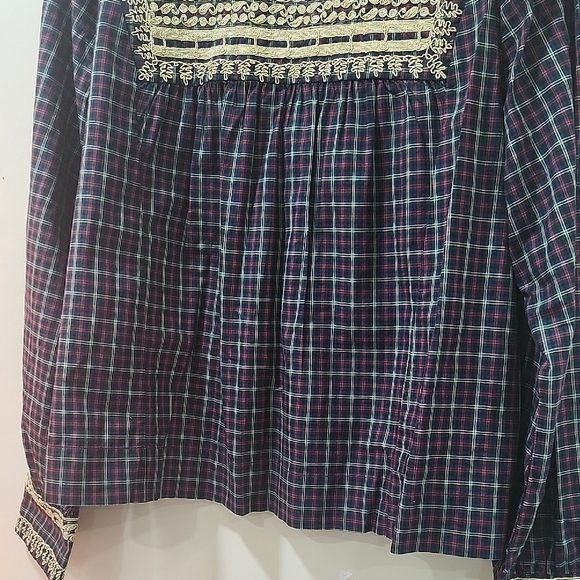 J. Crew Checkered Blouse with Lace Detail - Picture 8 of 14